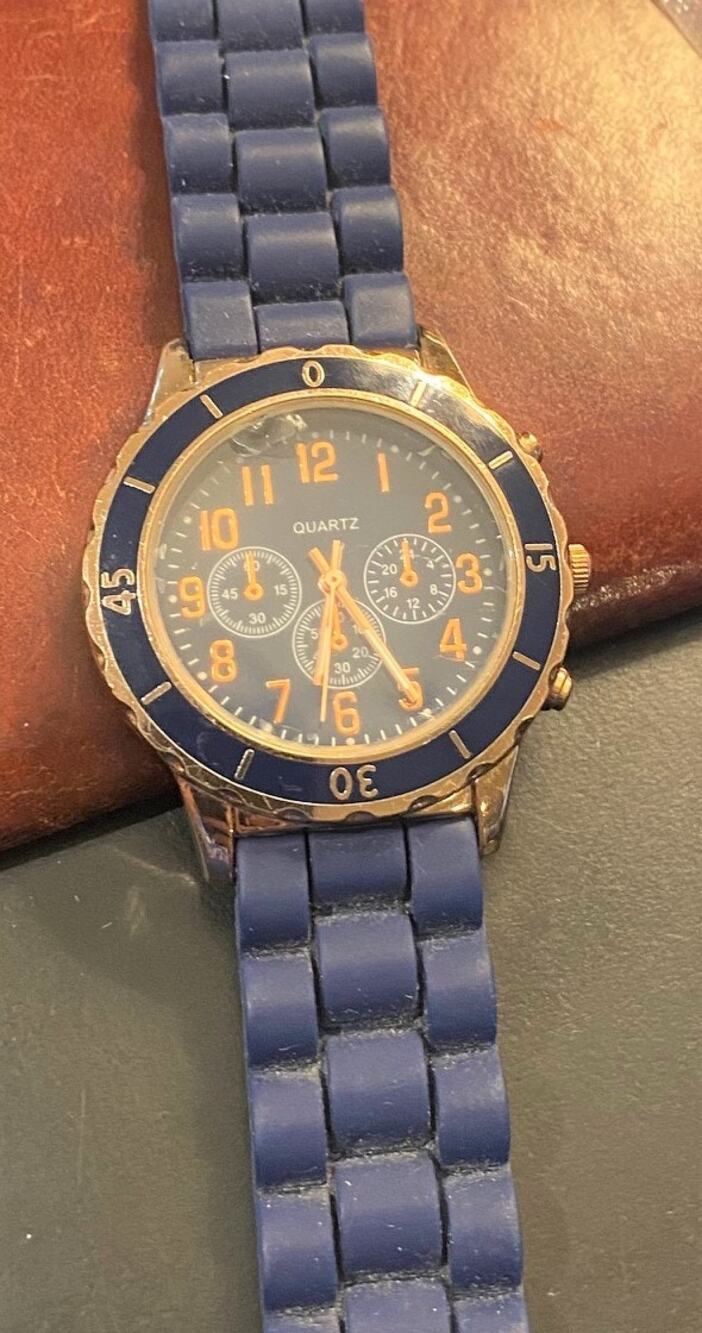 Women's 38mm Rose Gold Tone and Blue Aeropostale Watch, Resin Band